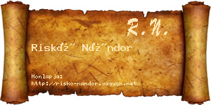 Riskó Nándor névjegykártya
